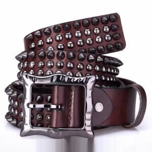 Alternative view of Unisex Day-Clasp Pointed Rivet Belt Made From Full-Grain Cowhide Leather
